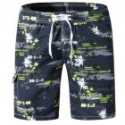 Men Summer Beach Shorts Fashion Print Quick drying Shorts yellow L