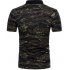 Men Summer Camouflage Color Slim Short Sleeve Lapel Shirt Top green M