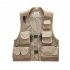 Men Summer Casual Camo Vest Multi pocket Breathable Mesh Hiking Hunting Vest Professional Photography Jacket Beige XXXL