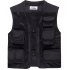 Men Summer Casual Camo Vest Multi pocket Breathable Mesh Hiking Hunting Vest Professional Photography Jacket black XXXL