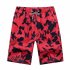 Men Summer Casual Drawstring Seaside Surfing Printing Quick Dry Shorts Red male XXL