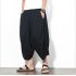 Men Summer Casual Solid Color Loose Beach Pants Cotton Linen Harem Pants Khaki XL