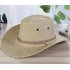 Men Summer Cool Western Cowboy Hat Outdoor Wide Brim Hat   Beige