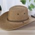 Men Summer Cool Western Cowboy Hat Outdoor Wide Brim Hat   coffee