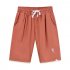 Men Summer Drawstring Shorts Fashion Solid Color Embroidered Large Size Casual Sports Straight Short Pants Khaki M