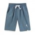 Men Summer Drawstring Shorts Fashion Solid Color Embroidered Large Size Casual Sports Straight Short Pants Khaki M