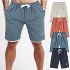 Men Summer Drawstring Shorts Fashion Solid Color Embroidered Large Size Casual Sports Straight Short Pants Khaki M