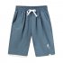 Men Summer Drawstring Shorts Fashion Solid Color Embroidered Large Size Casual Sports Straight Short Pants navy blue L