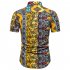 Men Summer Fashion Short Sleeve Breathable Casual Slim Shirt Tops yellow 2XL