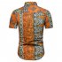 Men Summer Fashion Short Sleeve Breathable Casual Slim Shirt Tops Orange L
