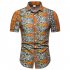 Men Summer Fashion Short Sleeve Breathable Casual Slim Shirt Tops Orange L