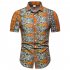 Men Summer Fashion Short Sleeve Breathable Casual Slim Shirt Tops Orange M