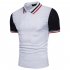 Men Summer Fashion Threaded Collar Short Sleeve POLO Shirt Tops white M