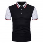Men Summer Fashion Threaded Collar Short Sleeve POLO Shirt Tops black M