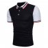 Men Summer Fashion Threaded Collar Short Sleeve POLO Shirt Tops black 2XL