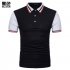 Men Summer Fashion Threaded Collar Short Sleeve POLO Shirt Tops black L
