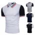 Men Summer Fashion Threaded Collar Short Sleeve POLO Shirt Tops Navy 2XL