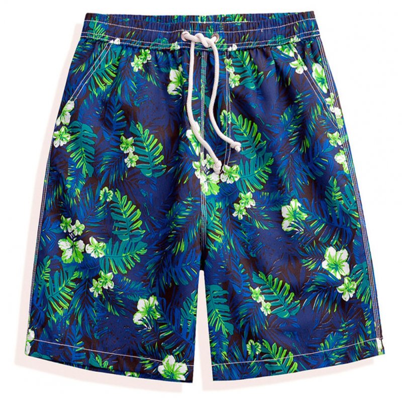 Men Summer Fast Dry Casual Shorts Lightweight Breathable Drawstring Shorts Green leaf_L