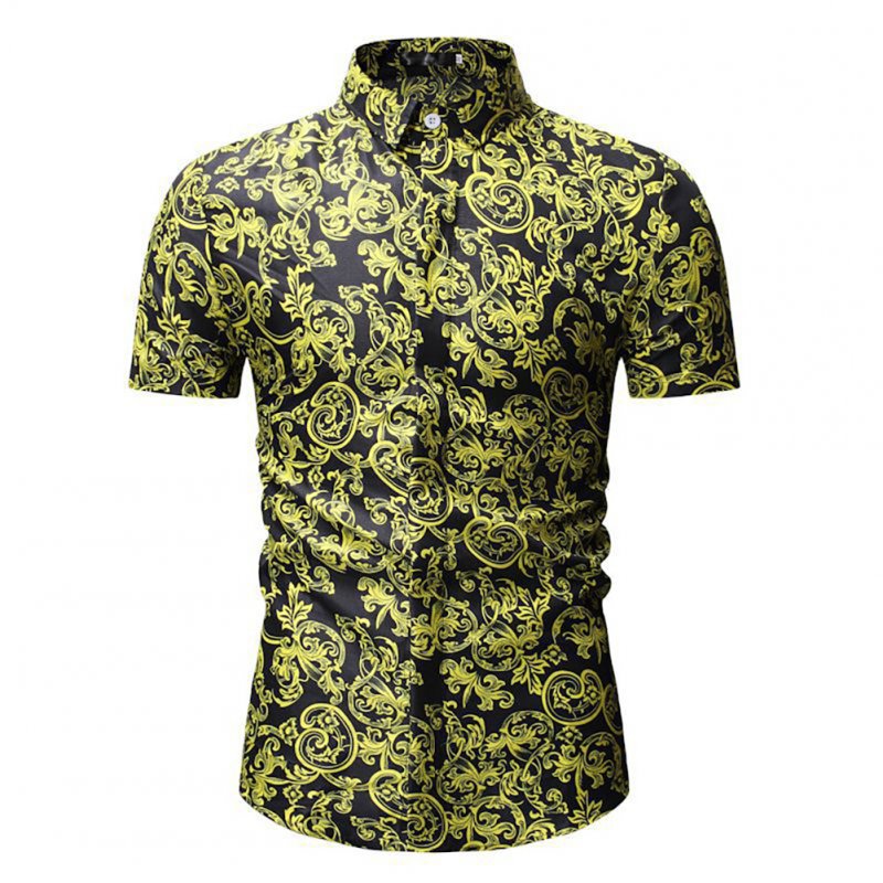 Men Summer Hawaii Digital Printing Short Sleeve T-shirt black_3XL