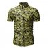 Men Summer Hawaii Digital Printing Short Sleeve T shirt green 2XL