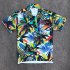 Men Summer Hawaii Quick Dry Printing Short Sleeve Loose Beach Shirt Light green XL