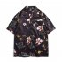 Men Summer Lapel Shirt Trendy Short Sleeves Retro Hawaiian Cardigan Tops Casual Loose T shirt 1324  Apricot M