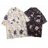 Men Summer Lapel Shirt Trendy Short Sleeves Retro Hawaiian Cardigan Tops Casual Loose T shirt 1324  Apricot M