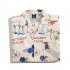 Men Summer Lapel Shirt Trendy Short Sleeves Retro Hawaiian Cardigan Tops Casual Loose T shirt 1324  Apricot M