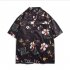 Men Summer Lapel Shirt Trendy Short Sleeves Retro Hawaiian Cardigan Tops Casual Loose T shirt 1324  Apricot XL