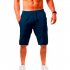 Men Summer Linen Cotton Sports Shorts Breathable Casual Loose Solid Color Straight Pants navy blue 2XL