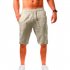 Men Summer Linen Cotton Sports Shorts Breathable Casual Loose Solid Color Straight Pants light blue 4XL