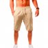 Men Summer Linen Cotton Sports Shorts Breathable Casual Loose Solid Color Straight Pants dark gray 4XL