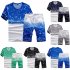 Men Summer Loose Round Neck Casual Short sleeved T shirt Sports Suit Outfit Navy blue 3XL