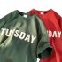 Men Summer Loose T shirt Half Sleeves Round Neck Fashion Week Letter Printing Tops Casual Large Size Shirt red XL