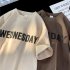 Men Summer Loose T shirt Half Sleeves Round Neck Fashion Week Letter Printing Tops Casual Large Size Shirt red XL