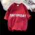 Men Summer Loose T shirt Half Sleeves Round Neck Fashion Week Letter Printing Tops Casual Large Size Shirt red XL