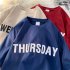 Men Summer Loose T shirt Half Sleeves Round Neck Fashion Week Letter Printing Tops Casual Large Size Shirt red XL