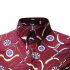 Men Summer New Casual Short Sleeve Flower Cotton Loose Shirt Tops red XL