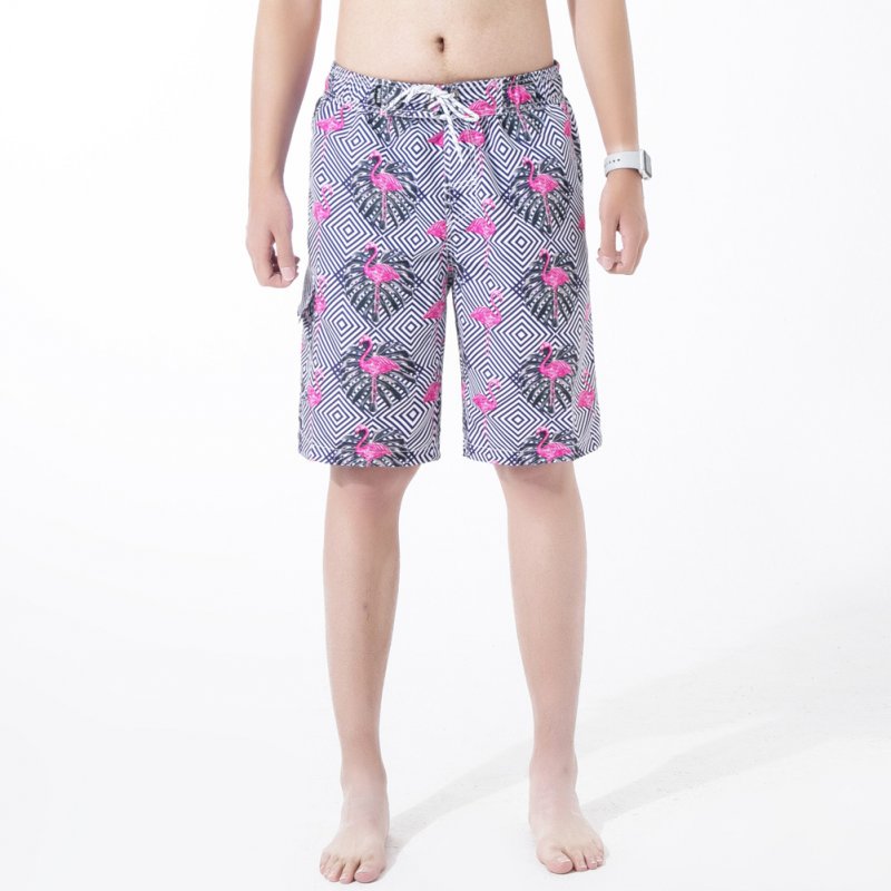 Men Summer Printed Casual Sports Quick-drying Loose Shorts Beach Pants Photo Color_XXXL