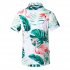 Men Summer Printed Short sleeved Beach Shirt Quick drying Casual Loose Top White XXL