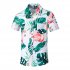 Men Summer Printed Short sleeved Beach Shirt Quick drying Casual Loose Top Red XL