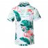 Men Summer Printed Short sleeved Beach Shirt Quick drying Casual Loose Top Red XL