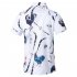 Men Summer Printed Short sleeved Beach Shirt Quick drying Casual Loose Top White XL