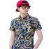 Men Summer Short Sleeve Vivid Color Printed Casual Shirt  DC05 XXL