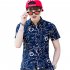 Men Summer Short Sleeve Vivid Color Printed Casual Shirt  DC06 XXXL