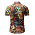 Men Summer Short Sleeves T shirt Fashion Hawaiian Printing Lapel Tops Casual Large Size Beach Shirts White 3XL