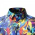 Men Summer Short Sleeves T shirt Fashion Hawaiian Printing Lapel Tops Casual Large Size Beach Shirts blue M