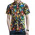 Men Summer Short Sleeves T shirt Fashion Hawaiian Printing Lapel Tops Casual Large Size Beach Shirts blue M
