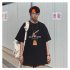 Men Summer Short Sleeves T shirt Round Neck Fashion Printed Pullover Tops Large Size Casual Loose Shirt black M