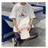 Men Summer Short Sleeves T shirt Round Neck Fashion Printed Pullover Tops Large Size Casual Loose Shirt black L